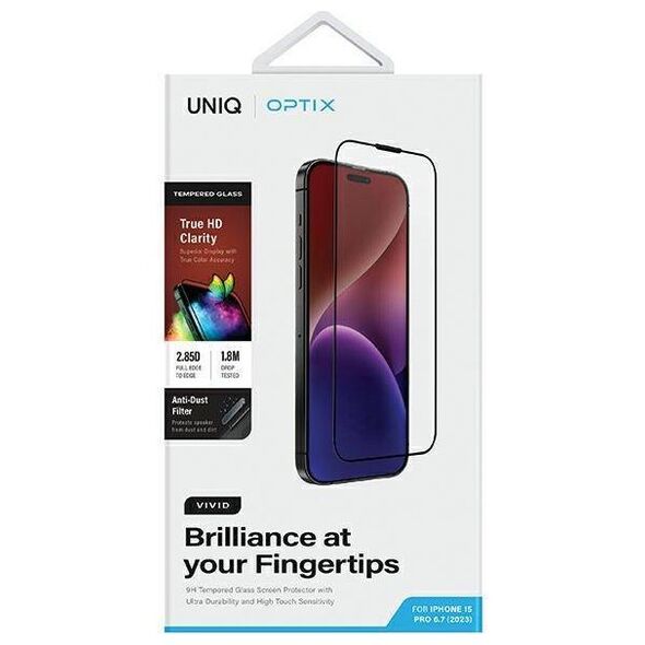 Tempered Glass 5D APPLE IPHONE 15 PRO MAX UNIQ Optix Vivid with Applicator 8886463686027