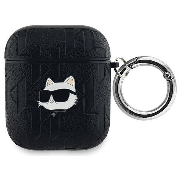 Original Case APPLE AIRPODS Karl Lagerfeld Cover Monogram Choupette Head black 3666339283599
