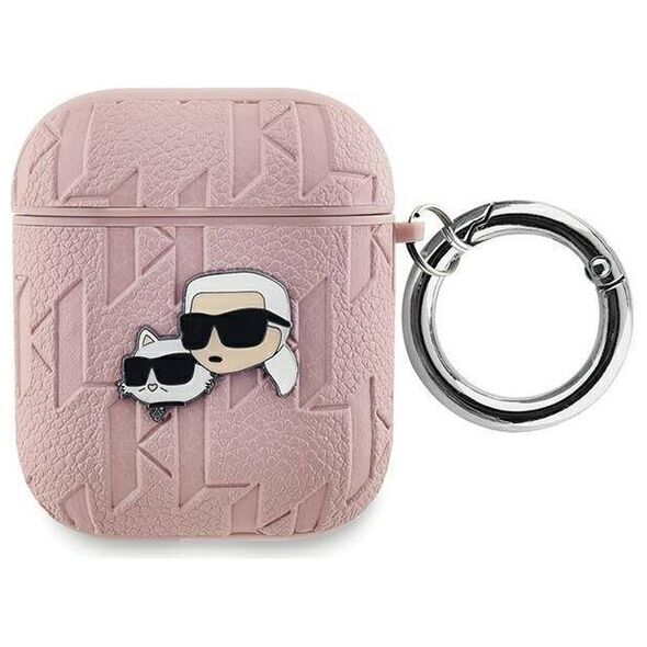 Original Case APPLE AIRPODS Karl Lagerfeld Cover Monogram Karl & Choupette Head pink 3666339283674