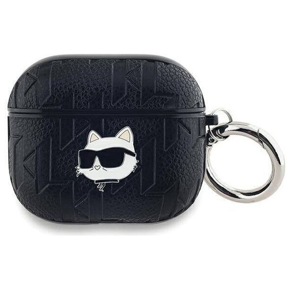 Original Case APPLE AIRPODS 3 Karl Lagerfeld Cover Monogram Choupette Head black 3666339283612