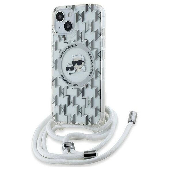 Original Case IPHONE 13 / 14 / 15 Karl Lagerfeld Hardcase Liquid Glitter Karl Head MagSafe (KLHMP15SHCKCKLCT) transparent 3666339286842
