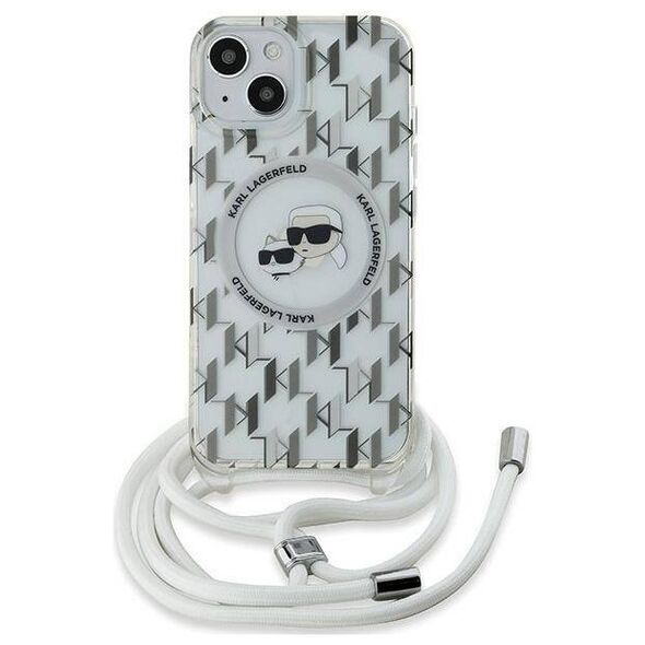 Original Case IPHONE 13 / 14 / 15 Karl Lagerfeld Hardcase Liquid Glitter Karl Head MagSafe (KLHMP15SHCKCKLCT) transparent 3666339286842