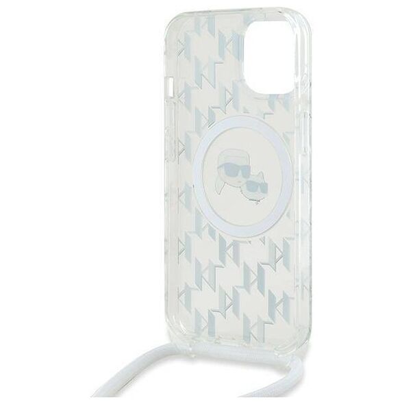 Original Case IPHONE 13 / 14 / 15 Karl Lagerfeld Hardcase Liquid Glitter Karl Head MagSafe (KLHMP15SHCKCKLCT) transparent 3666339286842
