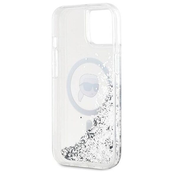 Original Case IPHONE 13 / 14 / 15 Karl Lagerfeld Hardcase Silicone Choupette Head MagSafe (KLHMP15SLGKISGH) transparent 3666339285586