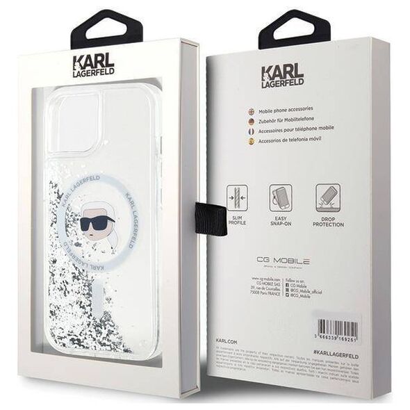 Original Case IPHONE 13 / 14 / 15 Karl Lagerfeld Hardcase Silicone Choupette Head MagSafe (KLHMP15SLGKISGH) transparent 3666339285586