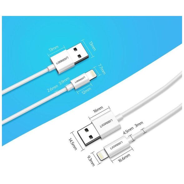 UGREEN Nickel plated Lightning Cable MFi 1m (white) 6957303827282