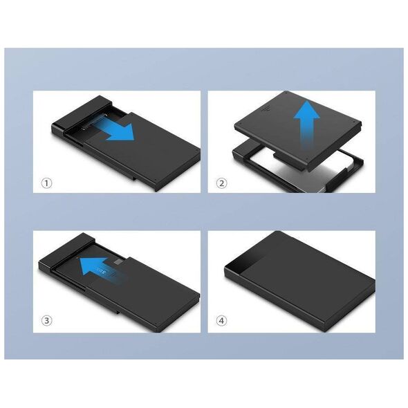 2.5" External HDD/SSD enclosure UGREEN US221, SATA 3.0, USB-C, 50cm (black) 6957303838486