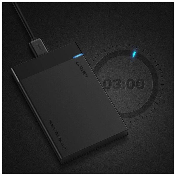 2.5" External HDD/SSD enclosure UGREEN US221, SATA 3.0, USB-C, 50cm (black) 6957303838486