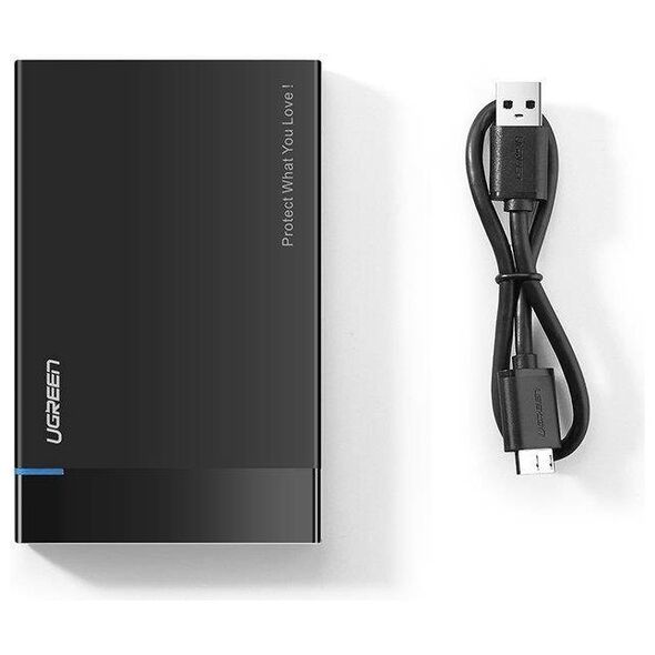 2.5" External HDD/SSD enclosure UGREEN US221, SATA 3.0, USB-C, 50cm (black) 6957303838486