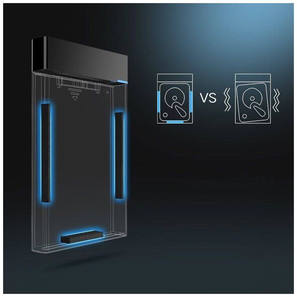 2.5" External HDD/SSD enclosure UGREEN US221, SATA 3.0, USB-C, 50cm (black) 6957303838486