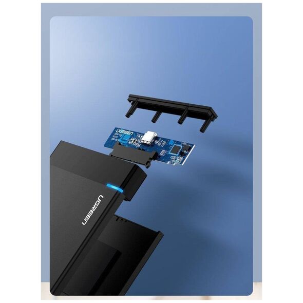 2.5" External HDD/SSD enclosure UGREEN US221, SATA 3.0, USB-C, 50cm (black) 6957303838486