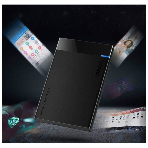 2.5" External HDD/SSD enclosure UGREEN US221, SATA 3.0, USB-C, 50cm (black) 6957303838486