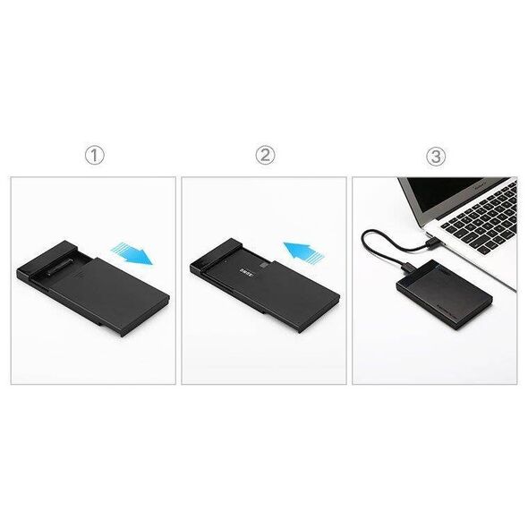 2.5" External HDD/SSD enclosure UGREEN US221, SATA 3.0, USB-C, 50cm (black) 6957303838486