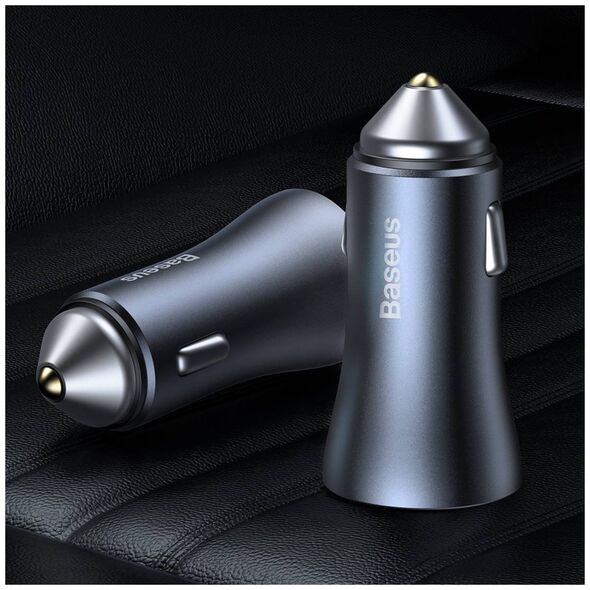 Baseus Golden Contactor Pro car charger, 2x USB, 40W (gray) 6953156201972