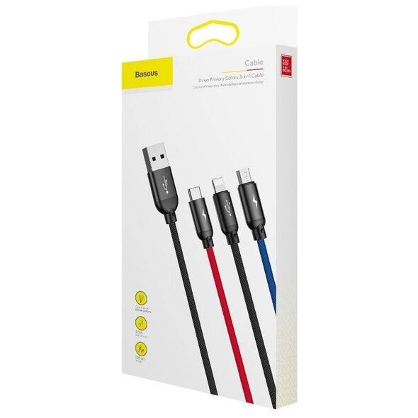 Baseus 3in1 Cable USB-C / Lightning / Micro 3,5A 0,3m (Black) 6953156273931