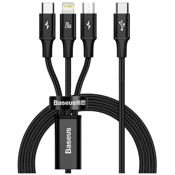Baseus Rapid Series 3-in-1 cable USB-C For M+L+T 20W 1.5m Black 6953156204294