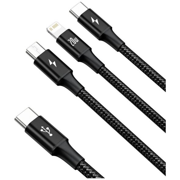 Baseus Rapid Series 3-in-1 cable USB-C For M+L+T 20W 1.5m Black 6953156204294
