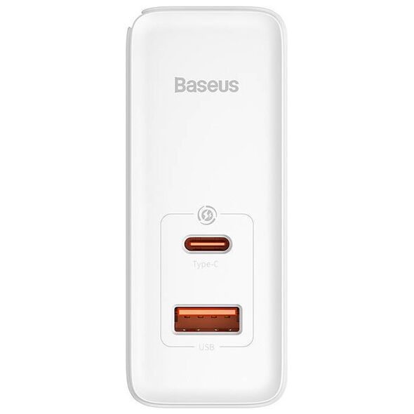 Baseus GaN5 Pro USB-C + USB wall charger, 100W  + 1m cable (white) 6932172608965