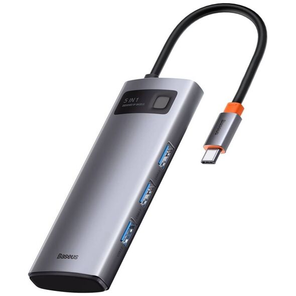 Hub 5in1 Baseus Metal Gleam Series, USB-C to 3x USB 3.0 + HDMI + USB-C PD 6953156204638