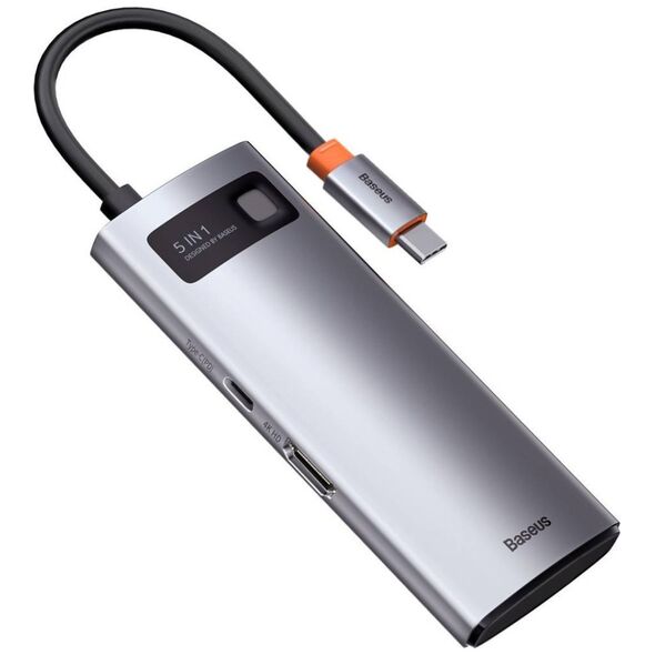Hub 5in1 Baseus Metal Gleam Series, USB-C to 3x USB 3.0 + HDMI + USB-C PD 6953156204638