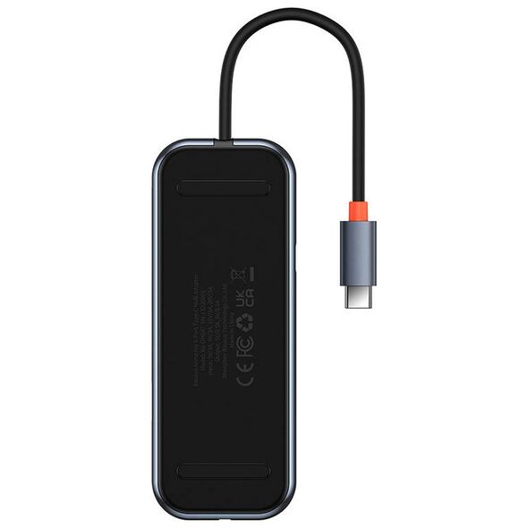 Hub 5in1 Baseus AcmeJoy series USB-C to 2xUSB 3.0 + USB 2.0 + USB-C PD + RJ45 (dark grey) 6932172613907