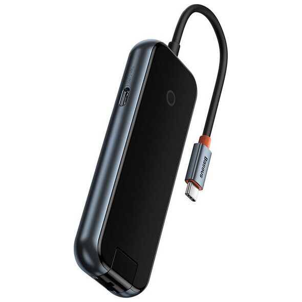 Hub 5in1 Baseus AcmeJoy series USB-C to 2xUSB 3.0 + USB 2.0 + USB-C PD + RJ45 (dark grey) 6932172613907