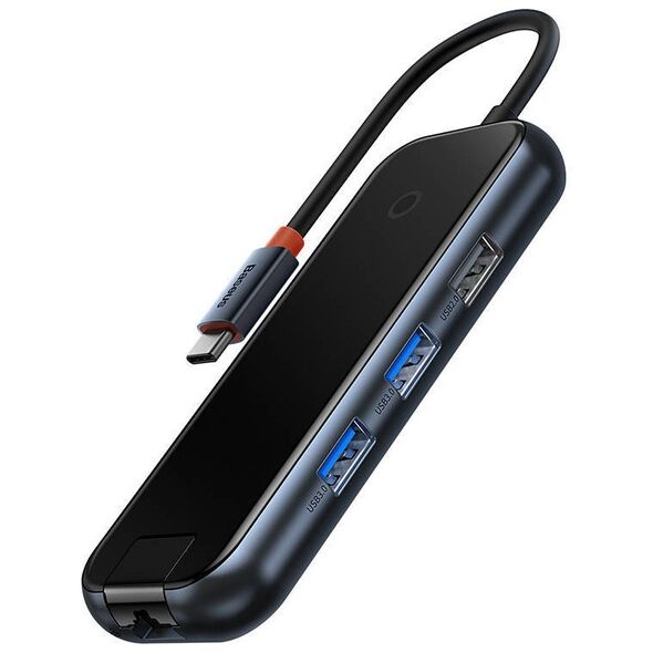 Hub 5in1 Baseus AcmeJoy series USB-C to 2xUSB 3.0 + USB 2.0 + USB-C PD + RJ45 (dark grey) 6932172613907