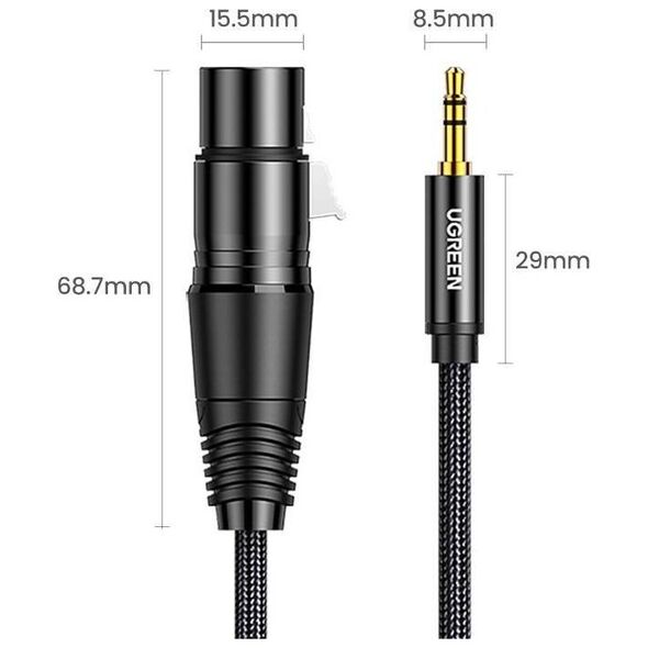 UGREEN AV131 Female XLR cable for jack 3.5 men - 2m (black) 6957303822447