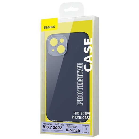 Baseus Liquid Silica Magnetic Case and Tempered Glass set for iPhone 14 Plus (blue) 6932172615260
