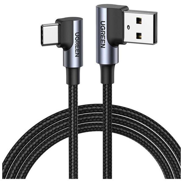 USB-C to USB-A 2.0 Angled Cable UGREEN US176, 3A, 3m (Black) 6957303878758