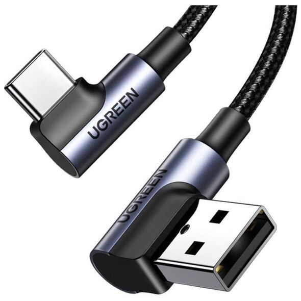 USB-C to USB-A 2.0 Angled Cable UGREEN US176, 3A, 3m (Black) 6957303878758