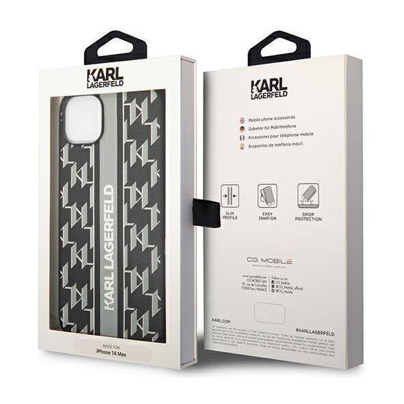 Original Case IPHONE 14 PLUS Karl Lagerfeld Hardcase Monogram Stripe (KLHCP14MPGKLSKG) gray 3666339084899