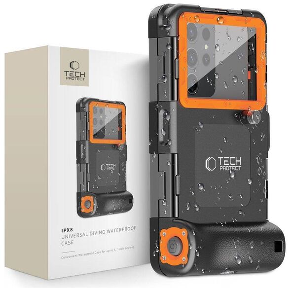Case Tech-Protect IPX8 Diving Waterproof Case Universal black & orange 5906302310234