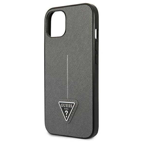 Original Case IPHONE 14 PLUS Guess Hardcase Saffianotriangle Logo (GUHCP14MPSATLG) silver 3666339065454