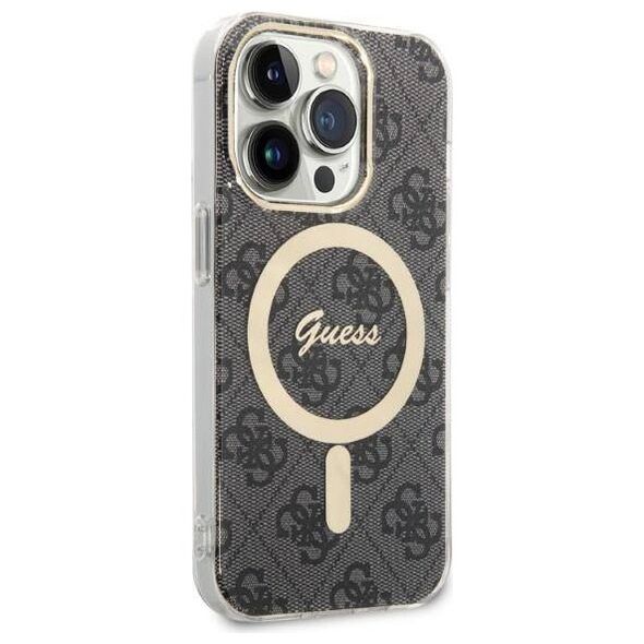 Original Case IPHONE 14 PRO Guess Hardcase 4G Print MagSafe + Wireless Charger (GUBPP14LHJEACSA) black 3666339102838