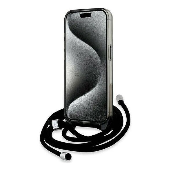 Original Case APPLE IPHONE 15 PRO Karl Lagerfeld Hardcase IML Crossbody Monogram Karl & Choupette Head MagSafe (KLHMP15LHCKCKLCK) black 3666339286446