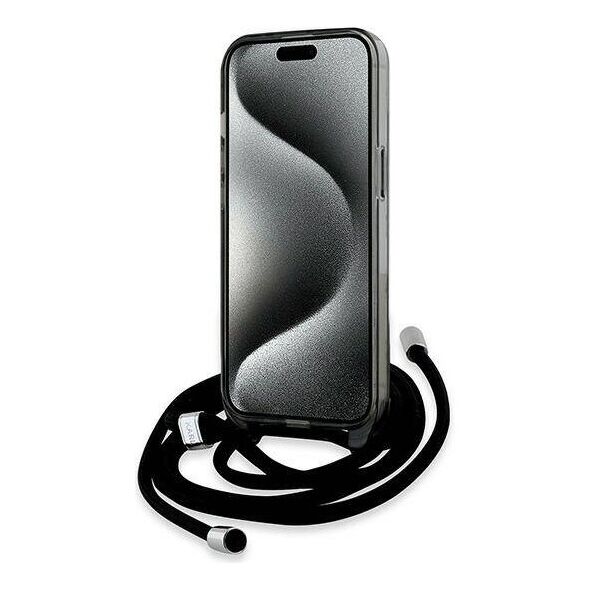 Original Case IPHONE 13 / 14 / 15 Karl Lagerfeld Hardcase IML Crossbody Monogram Karl & Choupette Head MagSafe (KLHMP15SHCKCKLCK) black 3666339286422