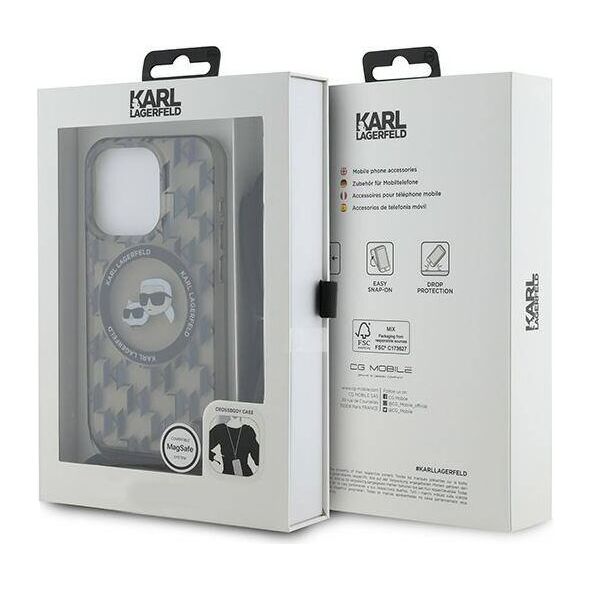 Original Case APPLE IPHONE 15 PRO MAX Karl Lagerfeld Hardcase IML Crossbody Monogram Karl & Choupette Head MagSafe (KLHMP15XHCKCKLCK) black 3666339286453