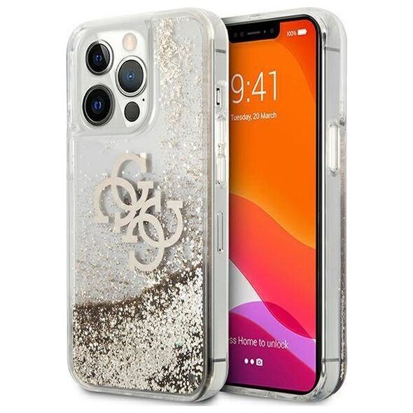 Original Case IPHONE 13 PRO MAX Guess Hardcase 4G Big Liquid Glitter (GUHCP13XLG4GGO) gold 3666339024666