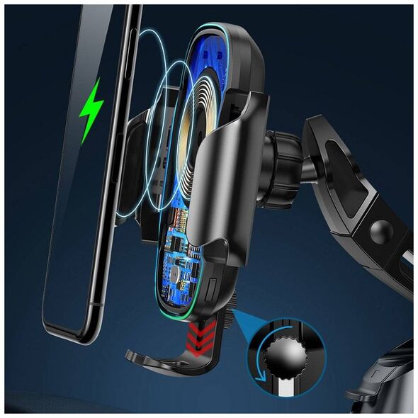 Baseus Light Electric Car Holder with Qi inductive charger (Black) 6953156212466