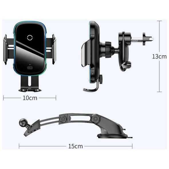 Baseus Light Electric Car Holder with Qi inductive charger (Black) 6953156212466