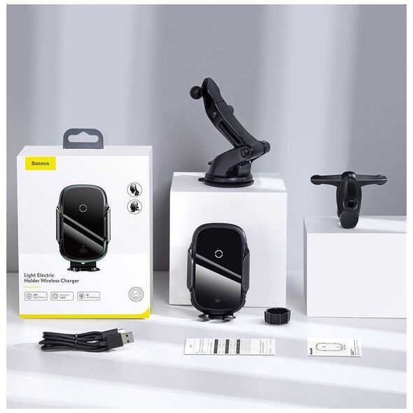 Baseus Light Electric Car Holder with Qi inductive charger (Black) 6953156212466
