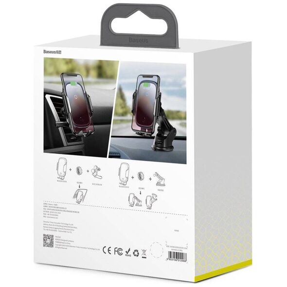Baseus Light Electric Car Holder with Qi inductive charger (Black) 6953156212466