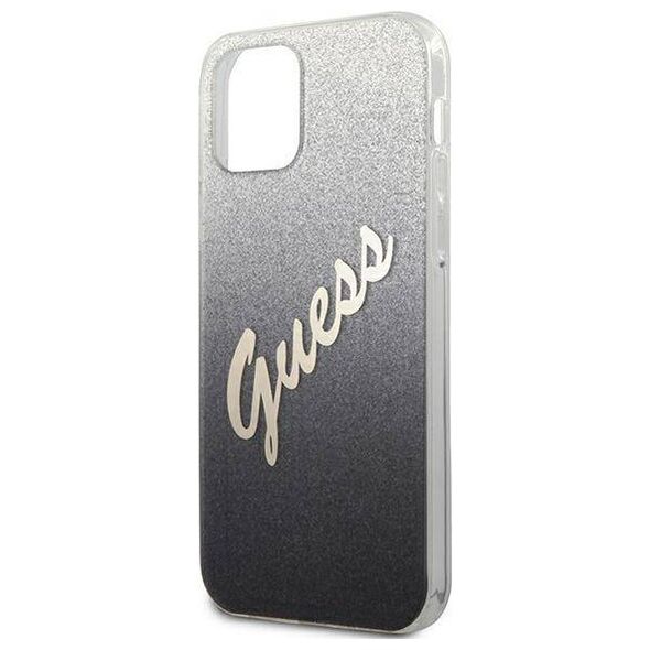 Original Case IPHONE 12 / 12 PRO 6,1" Guess Hardcase Glitter Gradient Script GUHCP12MPCUGLSBK black 3700740494714