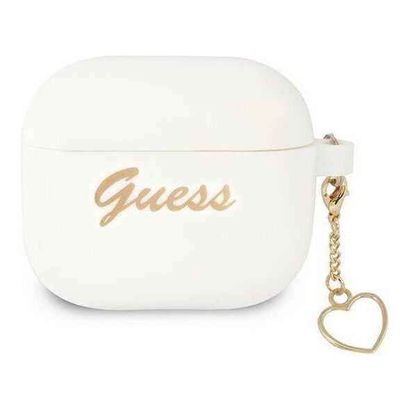 Original Case APPLE AIRPODS 3 Guess Silicone Charm Heart Collection (GUA3LSCHSH) white 3666339039141