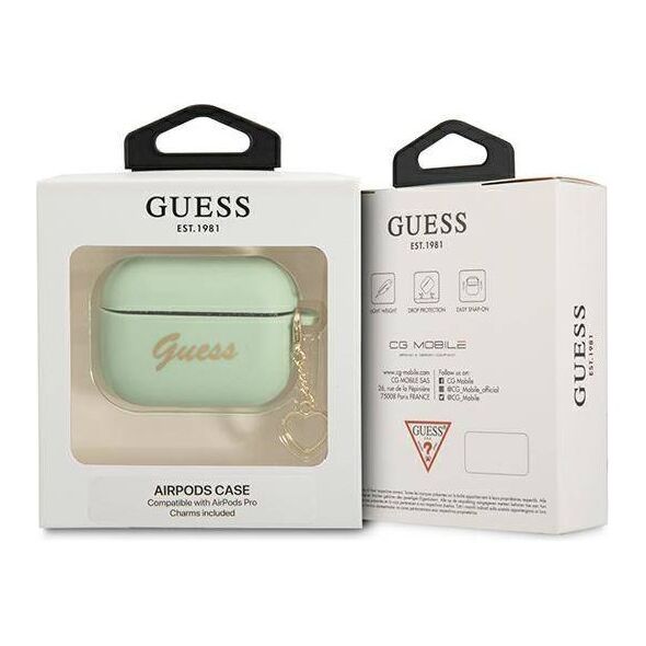 Original Case APPLE AIRPODS PRO Guess Silicone Charm Heart Collection (GUAPLSCHSN) green 3666339039073