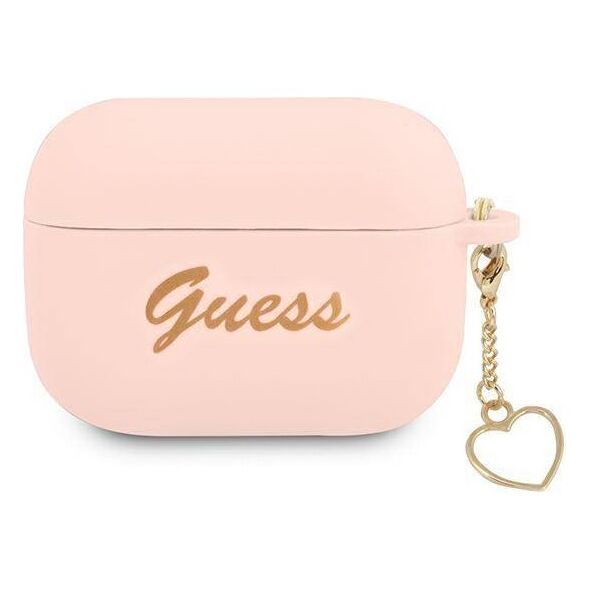 Original Case APPLE AIRPODS PRO Guess Silicone Charm Heart Collection (GUAPLSCHSP) pink 3666339039011
