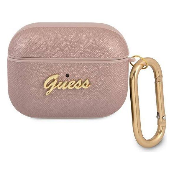 Original Case APPLE AIRPODS PRO Guess Saffiano Script Metal Collection (GUAPSASMP) pink 3666339009823