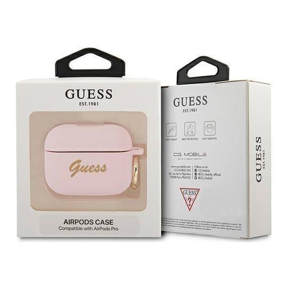Original Case APPLE AIRPODS PRO Guess Silicone Vintage Script (GUAPSSSI) pink 3666339010003