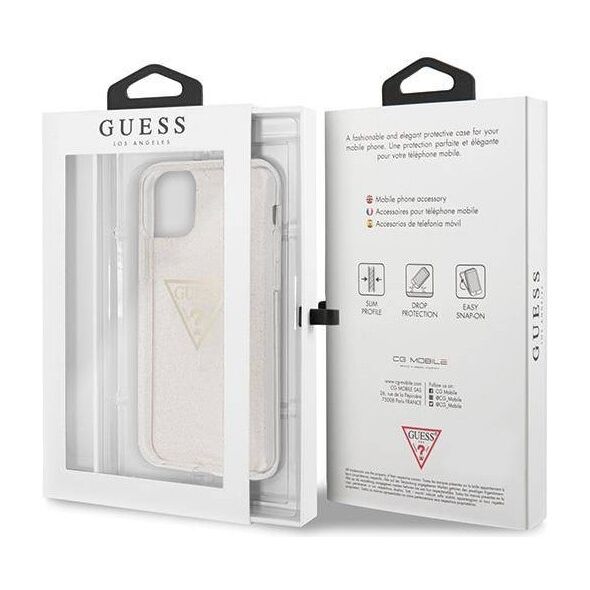 Original Case IPHONE 11 PRO Guess Hard Case Glitter Triangle (GUHCN58SGTLGO) gold 3700740461426